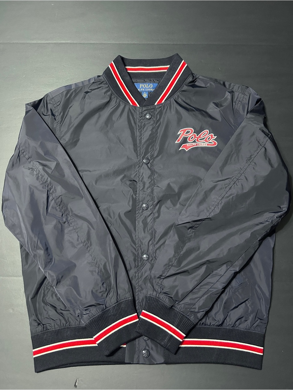 Polo by Ralph Lauren Navy Bomber Jacket with Red & White Trim